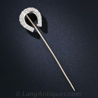 Antique Diamond Horseshoe  Stick Pin