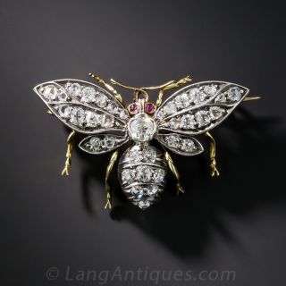 Antique Diamond Insect Brooch - 2
