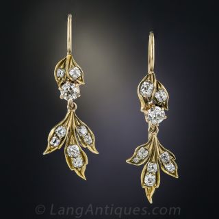 Antique Diamond Leaf Earrings