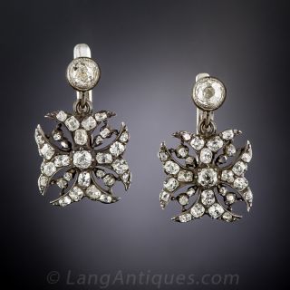 Antique Diamond Maltese Cross Earrings