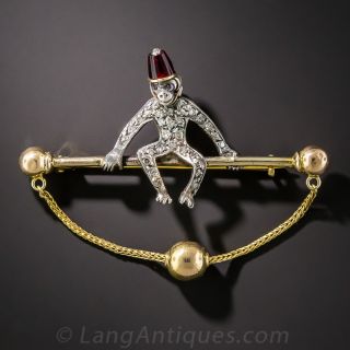 Antique Diamond Monkey Brooch
