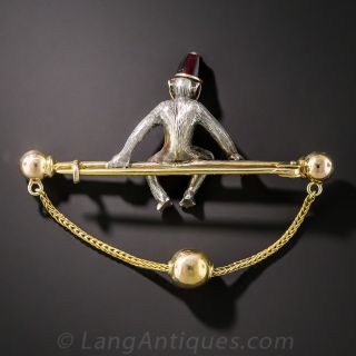Antique Diamond Monkey Brooch