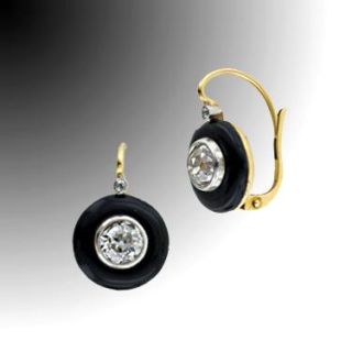Antique Diamond & Onyx Earrings