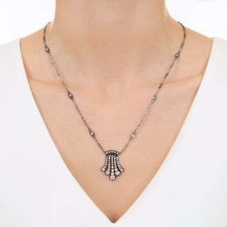 Antique Diamond Pendant Tassel Necklace