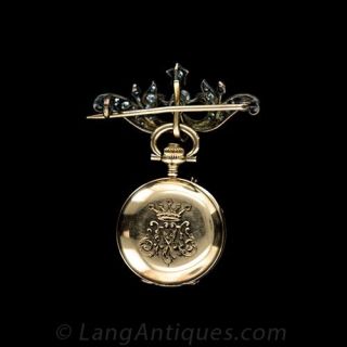 Antique Diamond Pendant Watch with Watch Pin