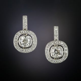 Antique Diamond Platinum Earrings - 2