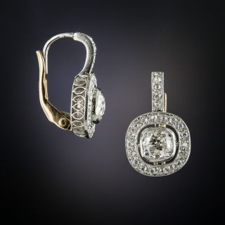 Antique Diamond Platinum Earrings