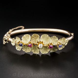 Antique Diamond, Ruby and Sapphire Bangle Bracelet