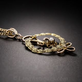 Antique Diamond Wreath Pendant and Chain