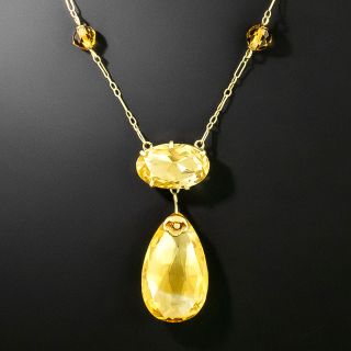Antique Double Citrine Dangle Necklace - 2