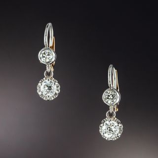 Antique Double Diamond Dangle Earrings - 1