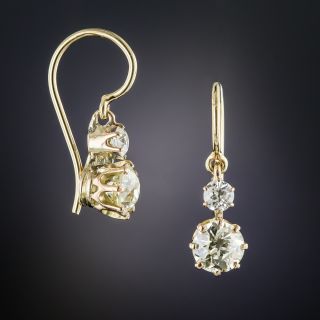 Antique Double Diamond Drop Earrings