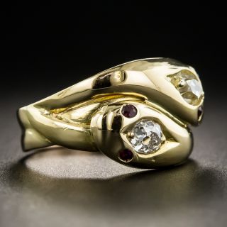 Antique Double Diamond Snake Ring