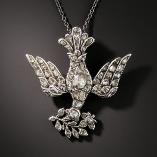 Antique Dove & Olive Branch Diamond Pendant - 2