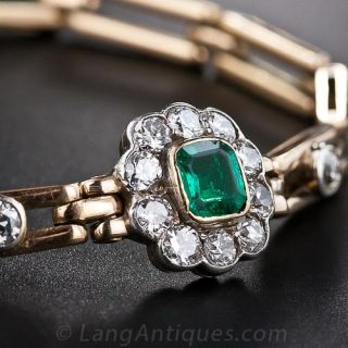 Early 20th Century Emerald and Diamond Bracelet
