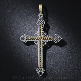 Antique Emerald and Diamond Cross