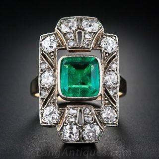 Antique Emerald and Diamond Dinner Ring