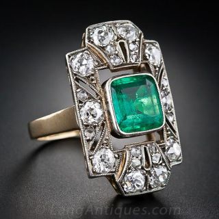 Antique Emerald and Diamond Dinner Ring