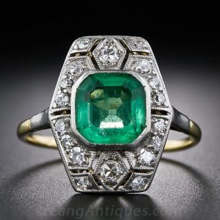 Antique  Emerald and Diamond Dinner RIng
