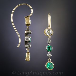Antique Emerald and Diamond Drop Earrings