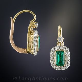 Antique Emerald and Diamond Earrings