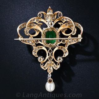 Antique Emerald and Diamond Necklace-Brooch