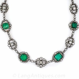 Antique Emerald and Diamond Necklace - 1
