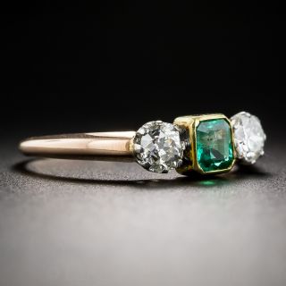 Antique Emerald and Diamond Three-Stone Ring