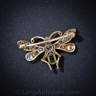Antique Emerald & Diamond Butterfly Pin