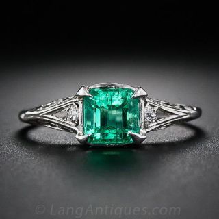 Antique Emerald Ring in Platinum