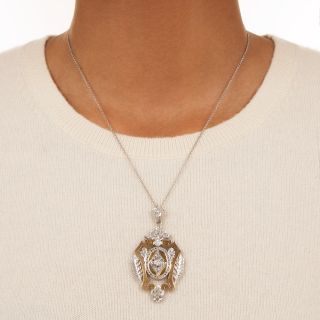 Antique Empire-Style Diamond Lavalière Locket Necklace