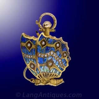 Antique Enamel and Diamond Butterfly Watch