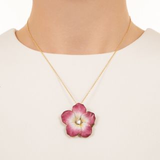 Antique Enamel and Diamond Pansy Pendant/Brooch, Circa 1890