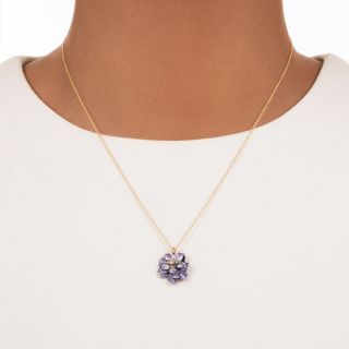 Antique Enamel and Diamond Pansy Pendant