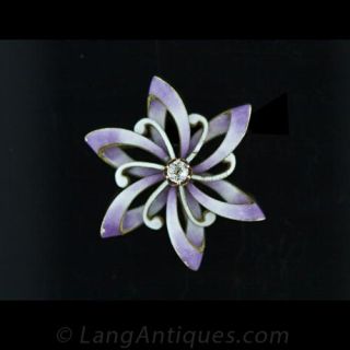 Antique Enamel and Diamond Pinwheel Pin Main View