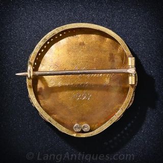 Antique Enamel and Diamond Portrait Pin