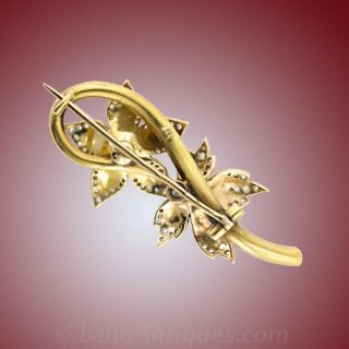 Antique Enamel and Diamond Twin Flower Brooch