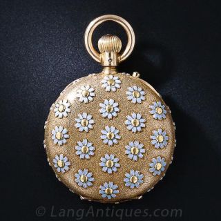 Antique Enamel Forget-Me-Not Pendant Watch