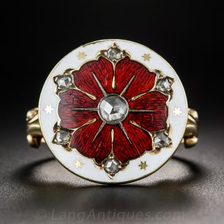 Antique Enamel Rose-Cut Diamond Ring