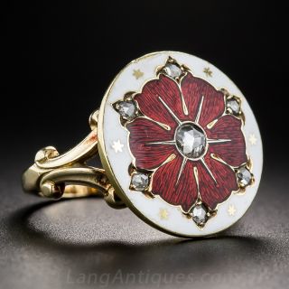Antique Enamel Rose-Cut Diamond Ring