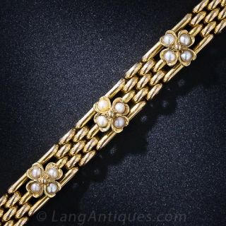 Antique English 15 ct Gold and Pearl Bracelet