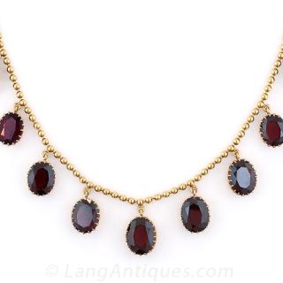 Antique English 15k Garnet Necklace
