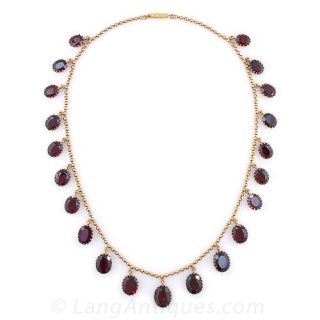 Antique English 15k Garnet Necklace