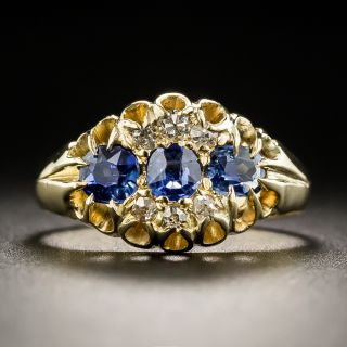 Antique English 18K Sapphire and Diamond Ring - 1