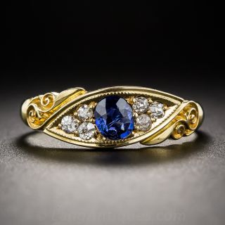 Antique English 18K Sapphire and Diamond Ring