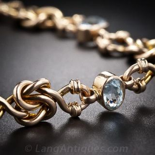 Antique English Aquamarine and Tourmaline Bracelet