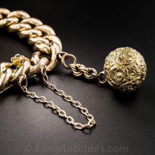 Antique English Curb Link Bracelet with Ball Charm