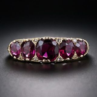Antique English Ruby and Diamond Band Ring