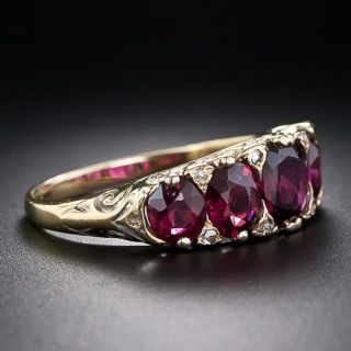 Antique English Ruby and Diamond Band Ring