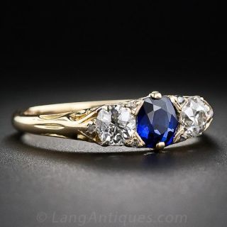 Antique English Sapphire and Diamond Ring